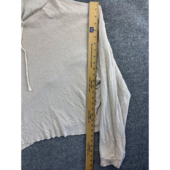 LBLC The Label Hoodie Women's Large Beige Ribbed Pullover Sweater - Picture 4 of 7